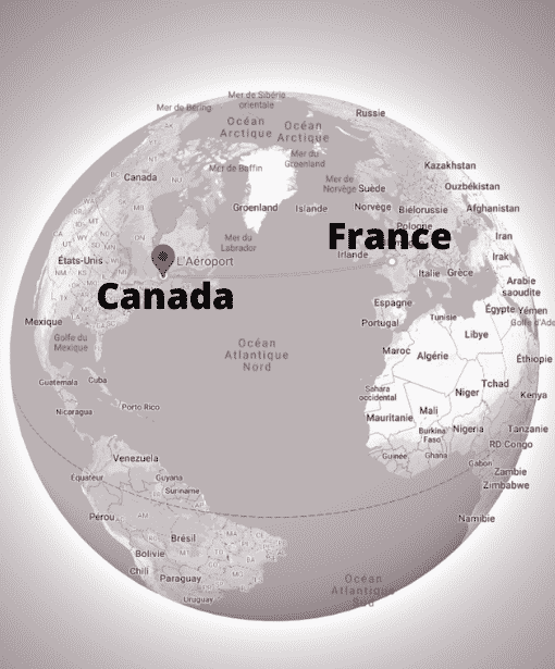 Map Monde Canada - France