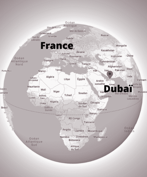 Map Monde Dubaï - France