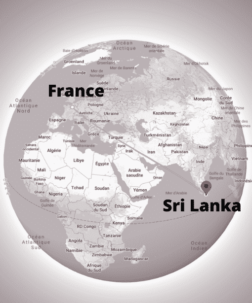 Map Monde Sri Lanka - France