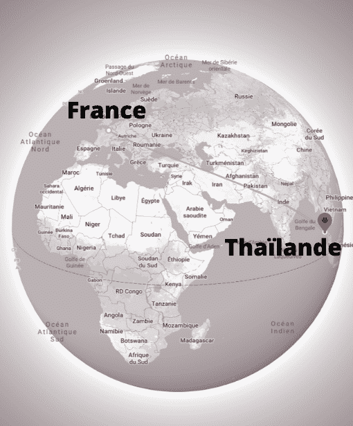 Map Monde Thaïlande - France