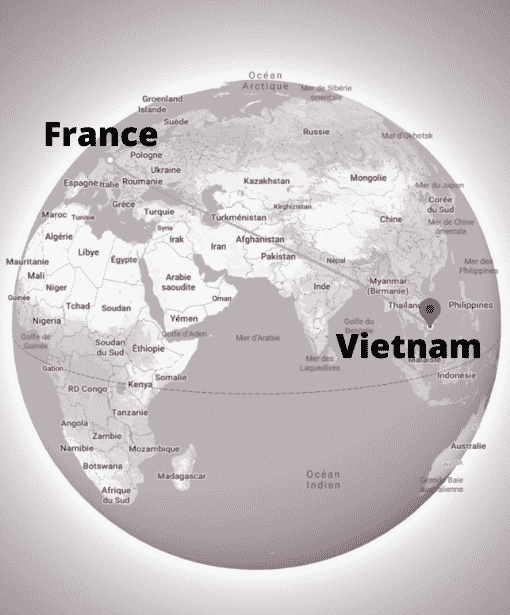 Map Monde Vietnam - France